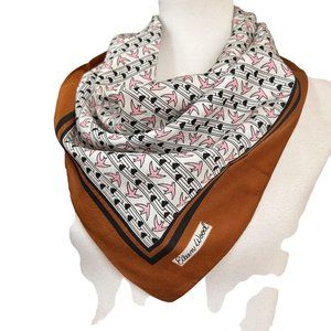 Vintage Eileen Wood Scarf Square Retro Headwrap 1980s Lightweight Kerchief Vtg